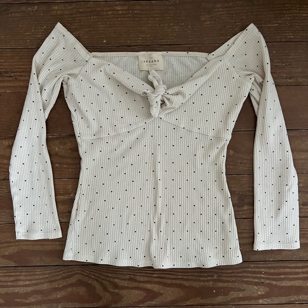 Sézane Carrie Top Cream Polka Dot S